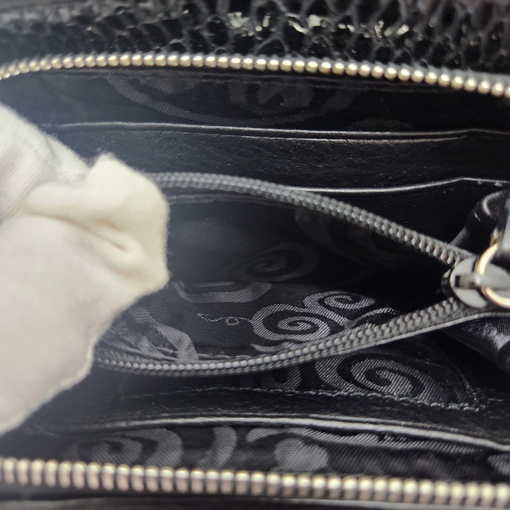 Brighton Black Pebbled Leather And Python Print M… - image 8